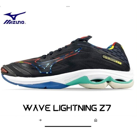 Mizuno Wave Lightning Z7 Volleyball Shoes Black Red Green Size 12.  V1GA2200 - Picture 1 of 11
